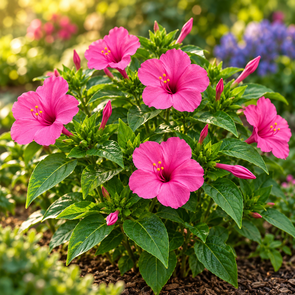Rose 4 O'Clock Mirabilis jalapa with fragrant rose-pink trumpet-shaped flowers – summer flower seeds for pots grow bags and garden beds in Pakistan