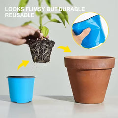 Flexible Nursery Pots 4″ x 4″ – BLUE (Pack of 10) with free Liners