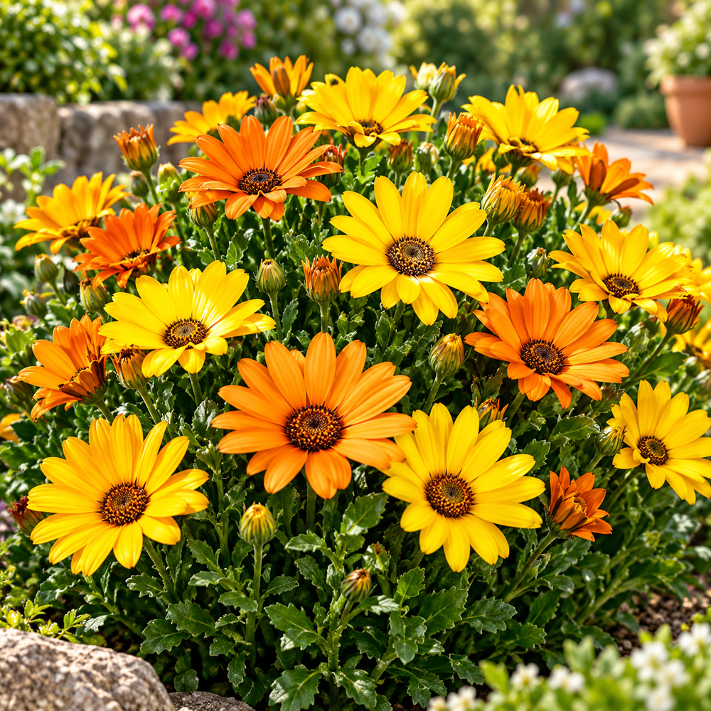 African Daisy Dimore mixed flowers in orange yellow white and pink – winter flower seeds for sunny garden beds borders and grow bags in Pakistan