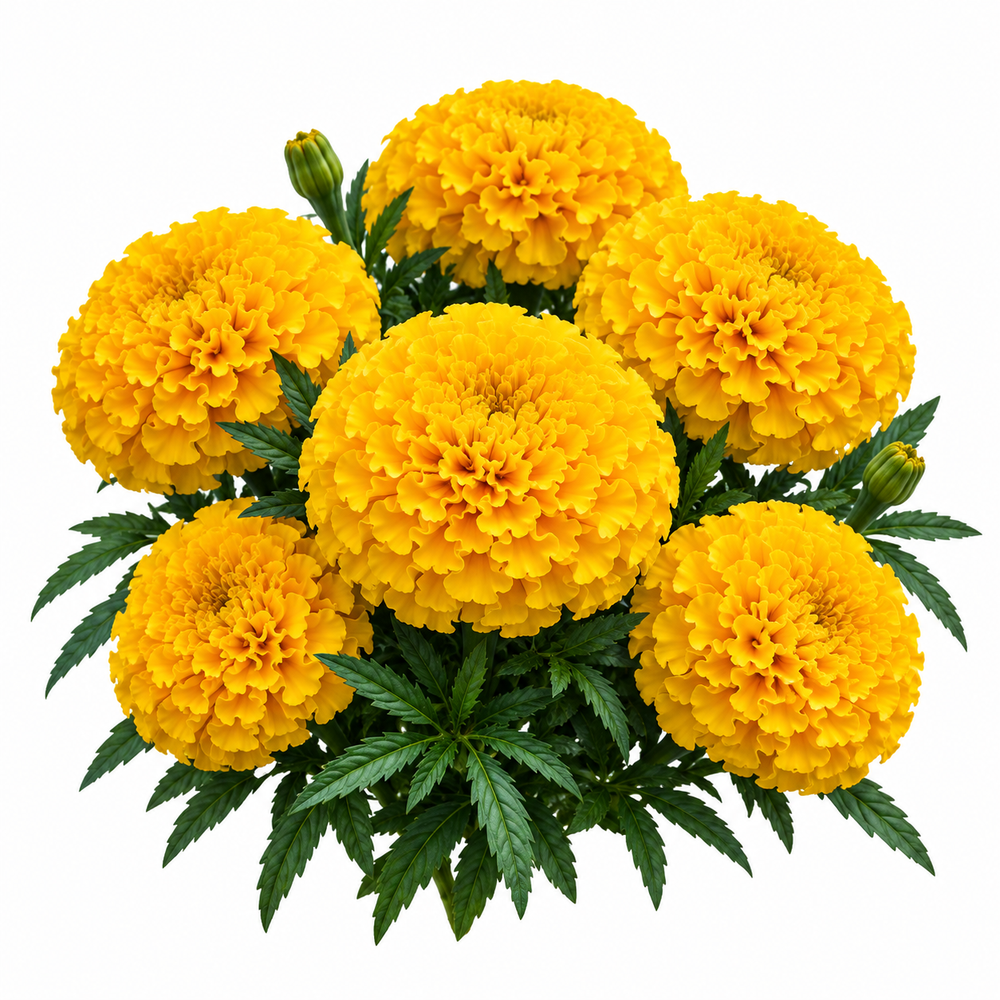 African Marigold Gold by PanAmerican Seeds with large full golden-yellow flowers – Tagetes erecta flower seeds for home gardening in Pakistan