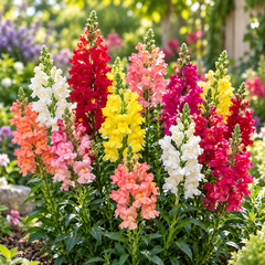 Antirrhinum Rainbow Mix with tall colourful Snapdragon flower spikes in pink red yellow white orange and mixed shades – winter flower seeds in Pakistan