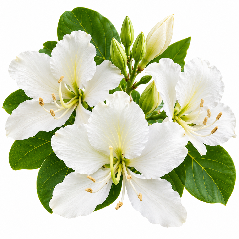 Bauhinia alba White Kachnar tree with elegant white orchid-like flowers and distinctive bilobed leaves – perennial flowering tree seeds in Pakistan