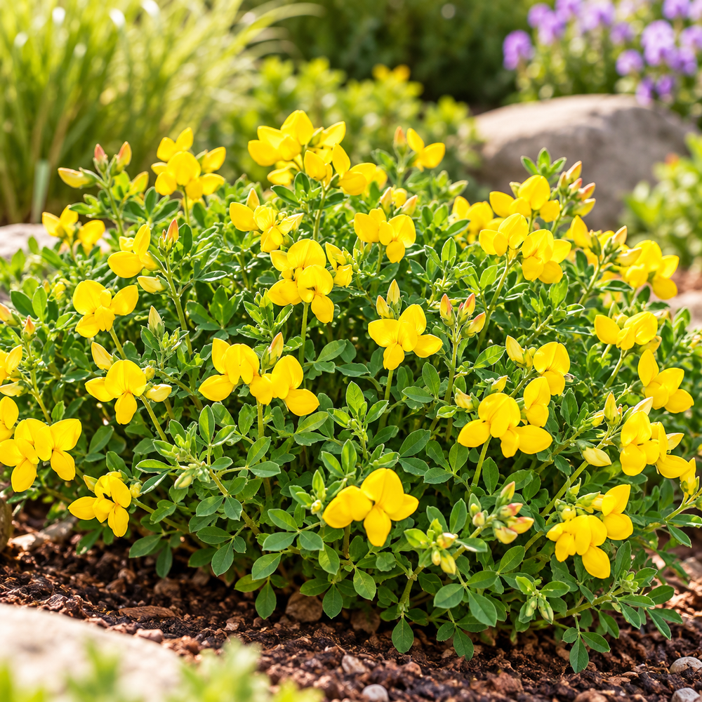 Bird’s-Foot Trefoil Lotus corniculatus with clusters of bright yellow pea-like flowers and green foliage – perennial wildflower seeds for meadows ground cover and gardens in Pakistan