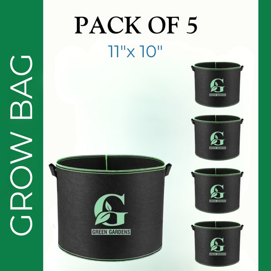 Grow Bag G-11 Black (Pack of 5) – 11×10 Inch Round Felt Fabric Grow Bags | 5 Gallon Each – product image 1 | GREEN GARDENS Pakistan