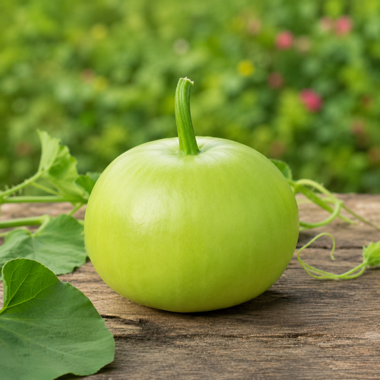 BUTTER F1 Hybrid bottle gourd vine with fresh round green lauki fruits – summer late vegetable seeds for home gardening in Pakistan