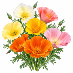 Californian Poppy Mix Eschscholzia californica with colourful silky cup-shaped flowers and fine blue-green foliage – winter flower seeds for sunny gardens in Pakistan