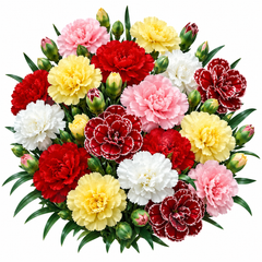 Carnation Chabaud Double Mix plants with fragrant fully double ruffled flowers in pink red white and yellow shades growing in a winter flower garden – carnation seeds Pakistan