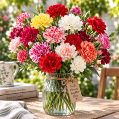 Carnation Mix Dianthus caryophyllus with fragrant ruffled red pink white and purple flowers – winter flower seeds for pots, beds, grow bags and bouquets in Pakistan