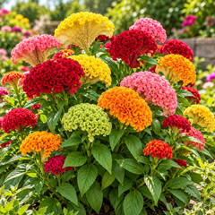 Celosia cristata Cockscomb with colourful velvety crested rooster-comb shaped flowers – summer flower seeds for beds pots and grow bags in Pakistan