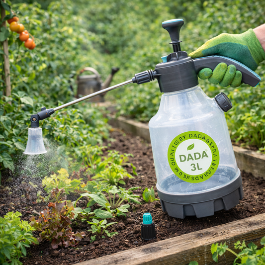 DADA 3L Pressure Garden Sprayer (3 in 1 ) with Regular and Long Lance Nozzle and Fixed Measurement Bottle.