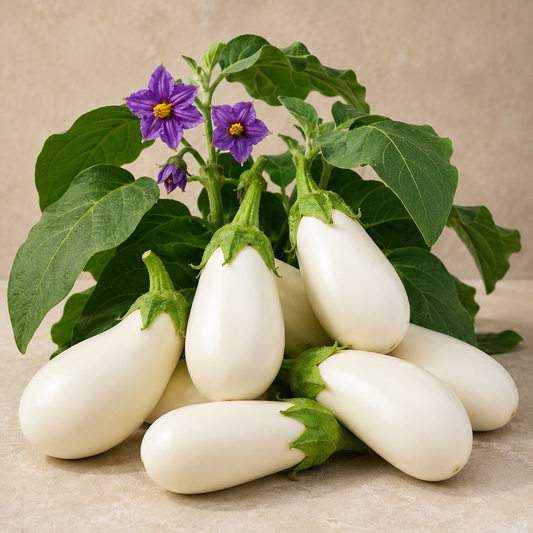 Eggplant White Teardrop Shaped Seeds, F1 Hybrid (SUMMER/ WINTER)