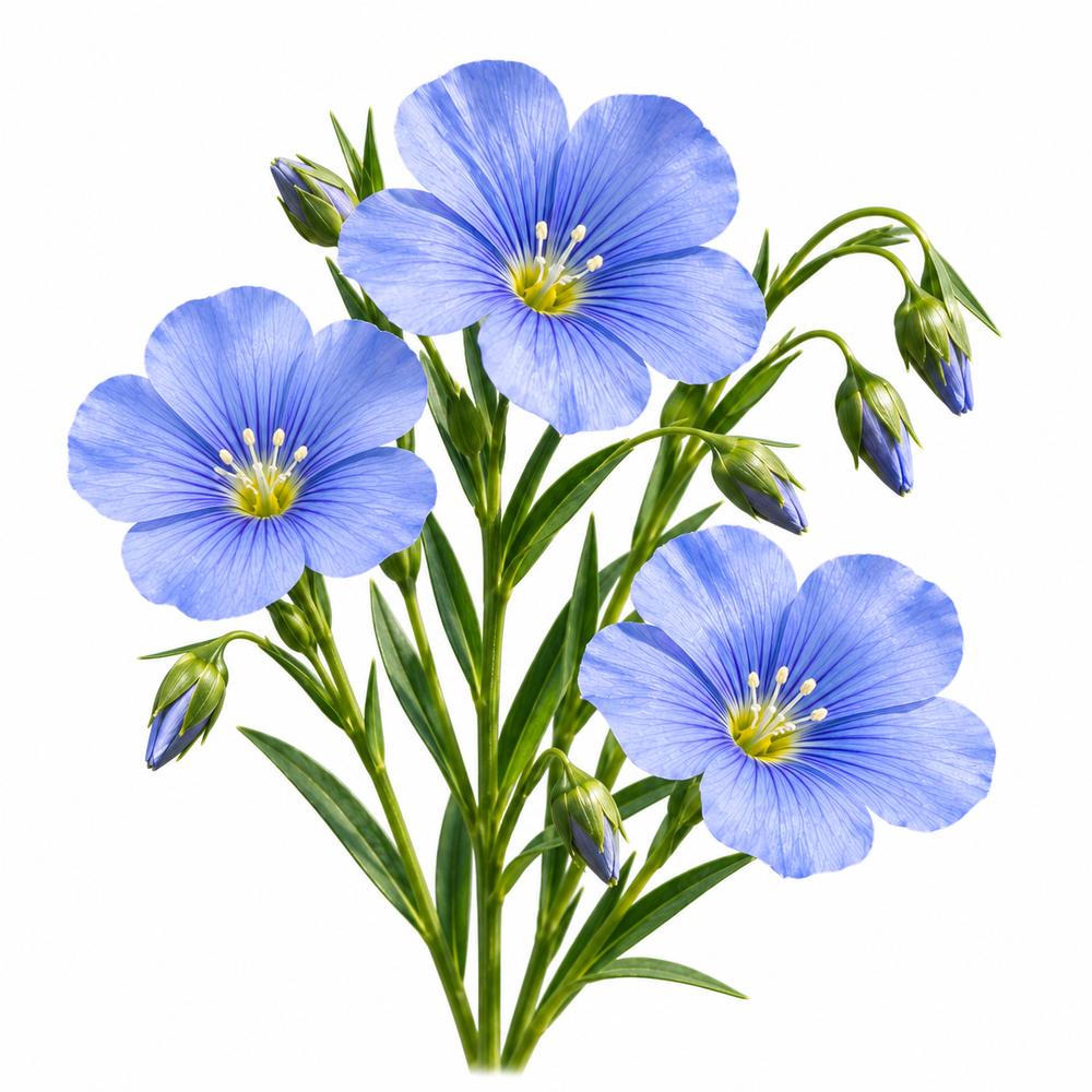 Flax Linum usitatissimum Alsi plant with delicate blue flowers and slender green stems – winter seeds for pots grow bags and gardens in Pakistan