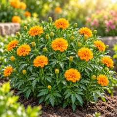 French Marigold Jaffery Gold with rich golden-yellow blooms – compact Tagetes patula flower seeds for pots, beds, grow bags and home gardens in Pakistan
