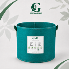 Green G-11 round felt fabric grow bag, 11-inch diameter and 10-inch depth, with 2 handles