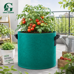 Green G-12 grow bag showing 2 handles, felt texture and 12×12-inch size
