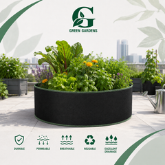 Black G-24 round felt fabric raised-bed grow bag, 24-inch diameter and 12-inch depth