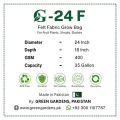 G-24 F 24-inch diameter × 18-inch depth grow bag with six handles