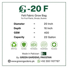 Grow Bag BLACK - 20" x 16"
Four Handles (For Fruit Plants)