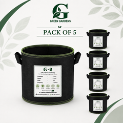 Grow Bag G-8 Black (Pack of 5) – 8×8 Inch Round Felt Fabric Grow Bags | 2 Gallon Each – product image 1 | GREEN GARDENS Pakistan