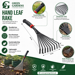Premium Hand Leaf Rake - Carbon Steel Garden Tool