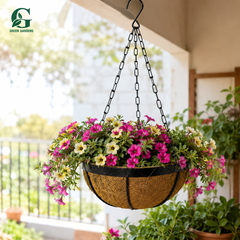 Hanging Basket Iron with Coco & Jute Liner – 8 Inch