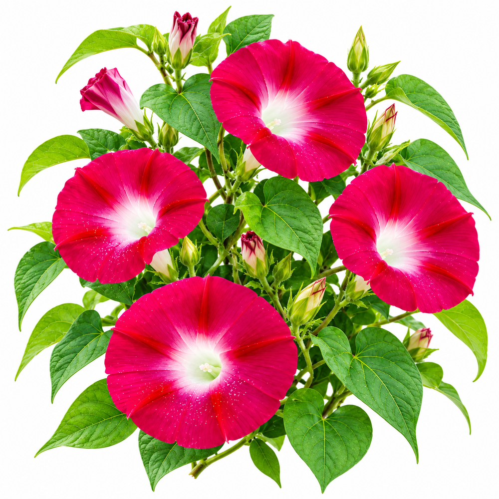 Morning Glory Crimson Rambler vine with rich crimson-red trumpet-shaped flowers – summer climbing flower seeds for trellises balconies pots and grow bags in Pakistan
