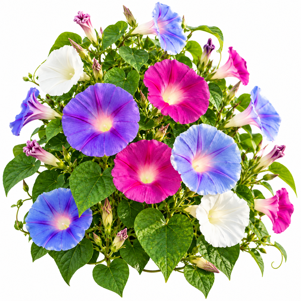 Morning Glory Early Call Mix vine with colourful mixed trumpet-shaped flowers – summer climbing flower seeds for trellises balconies pots and grow bags in Pakistan