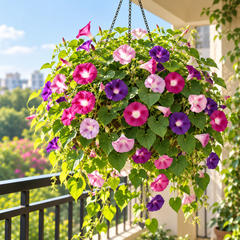 Morning Glory Field Grown Mix vines with colourful mixed trumpet-shaped flowers – summer climbing flower seeds for trellises balconies pots and grow bags in Pakistan