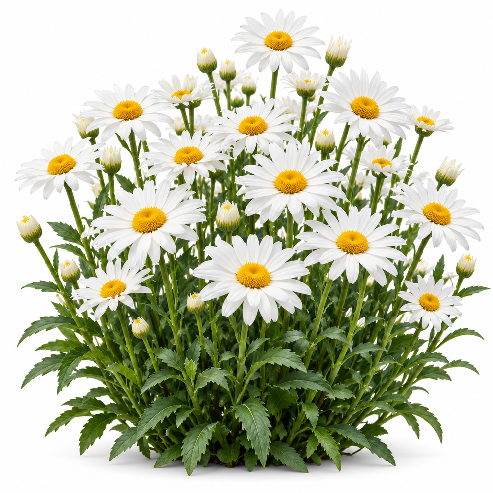 Ox Eye Daisy Leucanthemum vulgare with classic white petals and golden yellow centres – winter perennial flower seeds for beds borders pots and grow bags in Pakistan