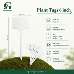 Plant Tags – 6 × 3.2 Inch | Reusable | Pack of 5