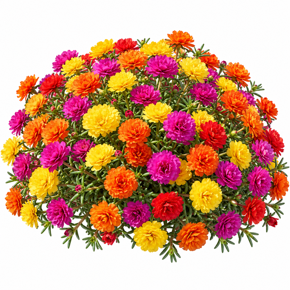 Portulaca Extra Double Mix Moss Rose with colourful extra-double rose-like summer flowers – heat-tolerant flower seeds for beds pots hanging baskets and grow bags in Pakistan
