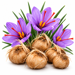 Autumn-flowering saffron Crocus sativus for home container gardening