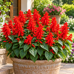 Salvia Red Salvia coccinea with bright scarlet-red tubular flower spikes – perennial winter seeds for beds borders pots and grow bags in Pakistan