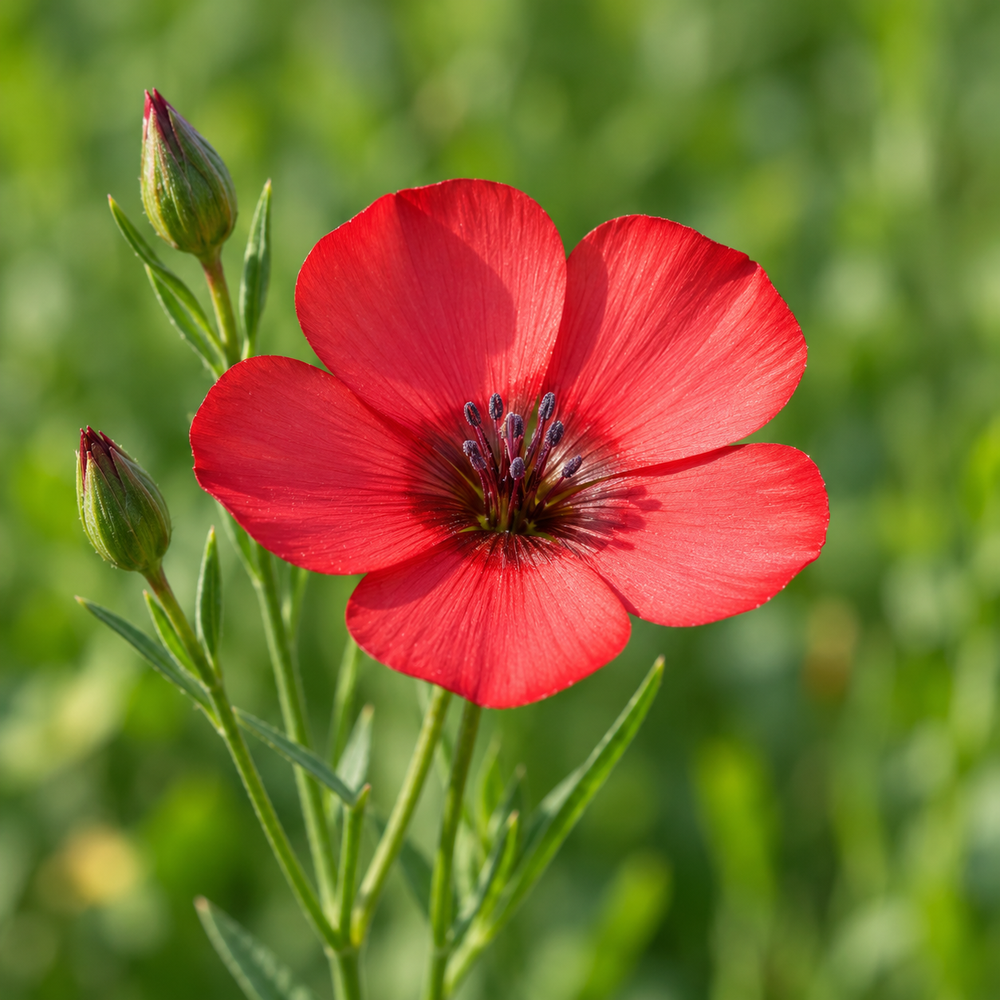 Scarlet Flax Linum grandiflorum with bright red summer flowers – flower seeds for sunny beds borders pots and grow bags in Pakistan
