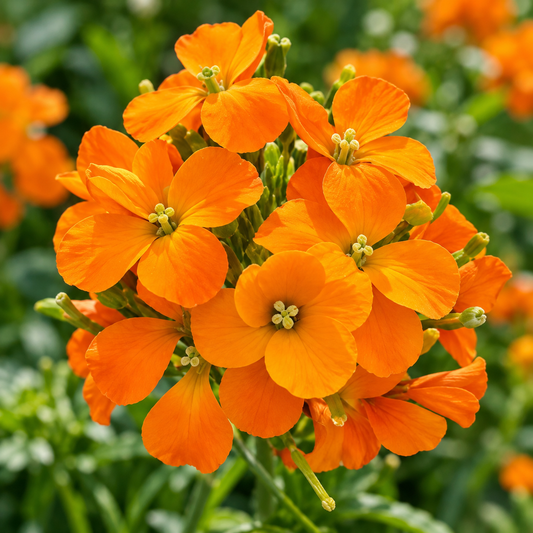 Siberian Wallflower Erysimum x allionii with bright fragrant orange flower clusters – winter seeds for beds borders rock gardens pots and grow bags in Pakistan