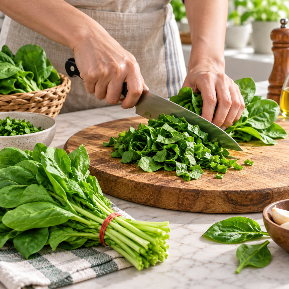 Healthy Broad Leaf F1 Hybrid Spinach plants with large tender dark-green leaves – spinach seeds for home gardening in Pakistan