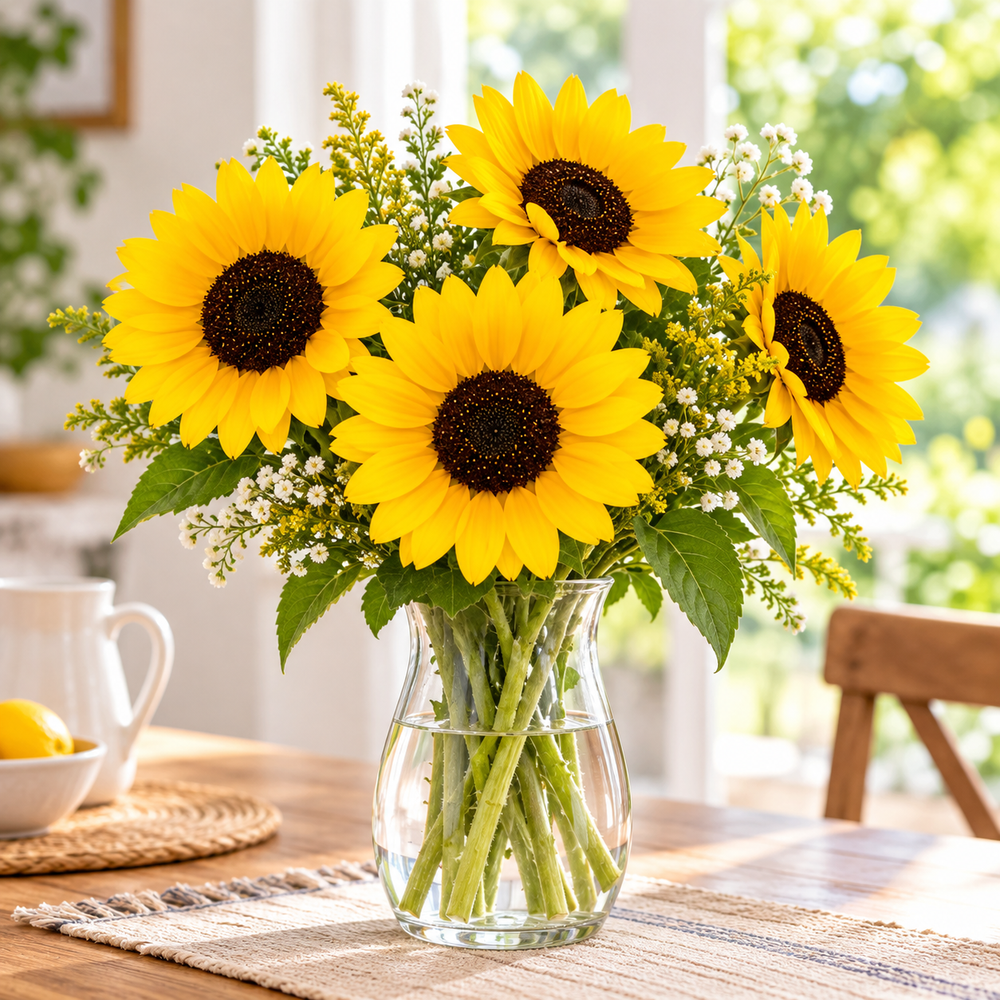Sunflower Multiflora with multiple bright yellow blooms on branching stems – summer sunflower seeds for gardens and grow bags in Pakistan