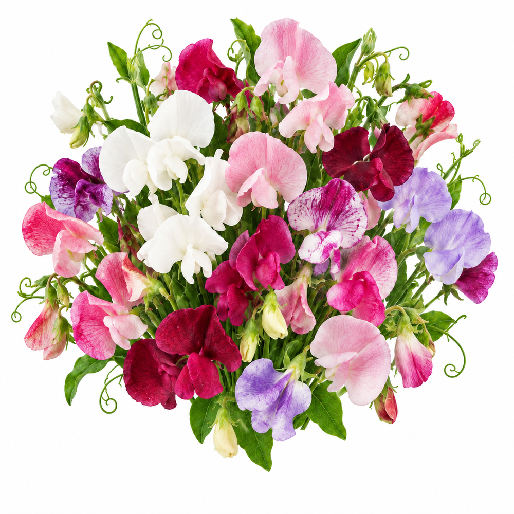 Fragrant multicolour Sweet Pea Lathyrus odoratus flowers climbing on a trellis – winter flowering vine seeds for grow bags, arches and cut-flower gardens in Pakistan