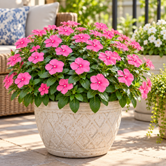 Vinca Deep Rose Catharanthus roseus with rich deep rose-pink summer flowers – seeds for beds pots containers and grow bags in Pakistan