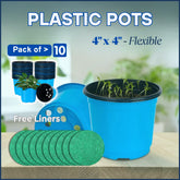 Flexible Nursery Pots 4″ x 4″ – BLUE (Pack of 10) with free Liners