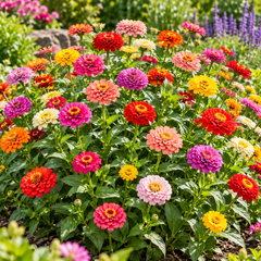 Zinnia Button Box with colourful button-like cut-and-come-again flowers – summer seeds for beds pots cut flowers and grow bags in Pakistan