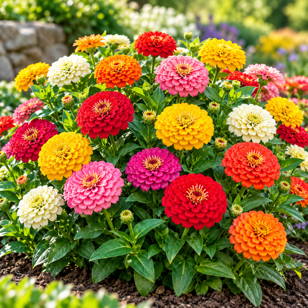 Zinnia California Giant Mix with large colourful double and semi-double summer flowers – seeds for beds cut flowers and grow bags in Pakistan