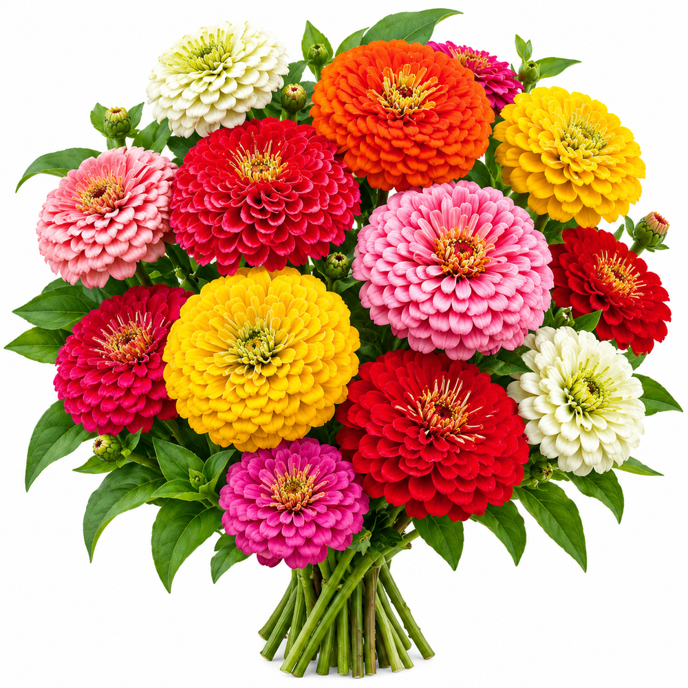 Zinnia California Giant Mix with large colourful double and semi-double summer flowers – seeds for beds cut flowers and grow bags in Pakistan