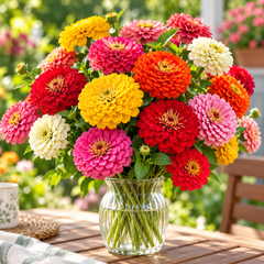 Zinnia California Giant Mix with large colourful double and semi-double summer flowers – seeds for beds cut flowers and grow bags in Pakistan