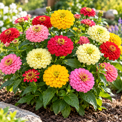 Zinnia Elegans Dahlia Mix with large colourful double dahlia-style summer flowers – seeds for beds cut flowers pots and grow bags in Pakistan