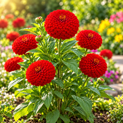 Zinnia Elegans Red with vibrant red summer flowers – seeds for sunny beds borders cut flowers containers and grow bags in Pakistan