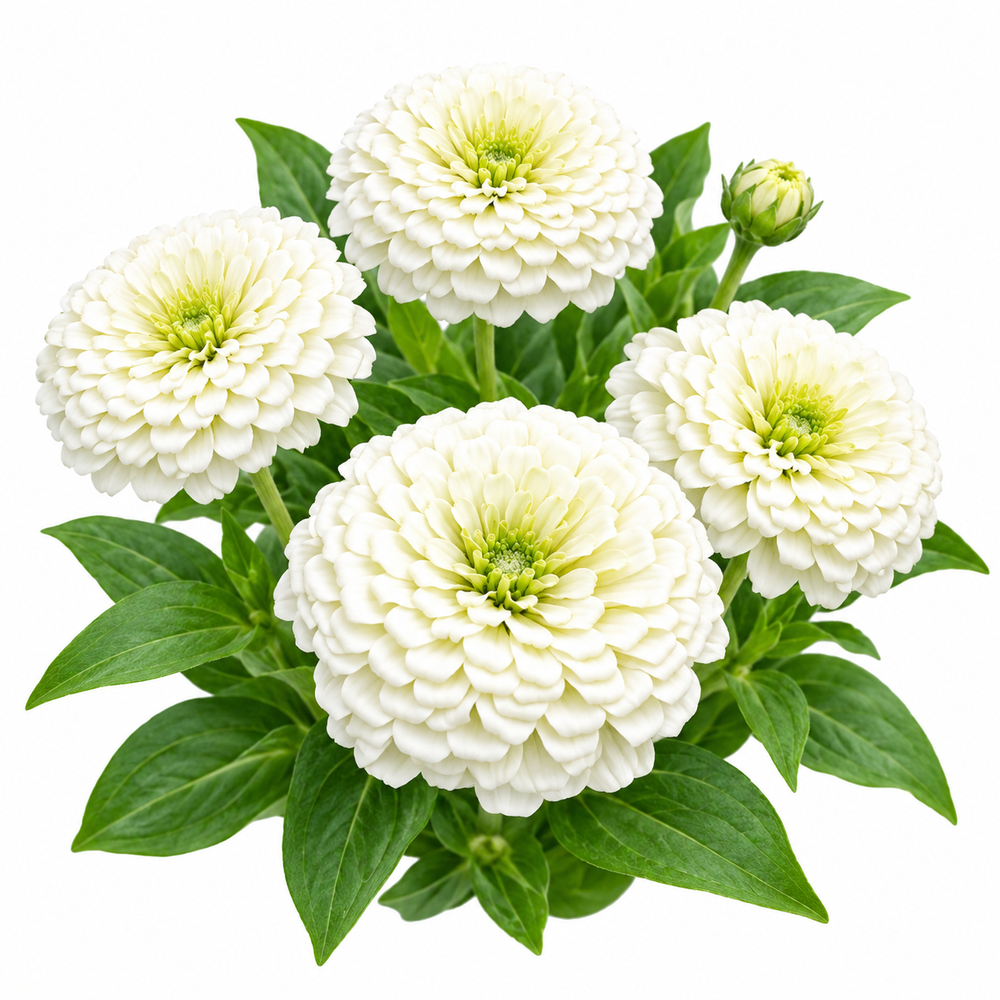 Zinnia Elegans White with elegant white summer flowers – seeds for sunny beds borders cut flowers containers and grow bags in Pakistan