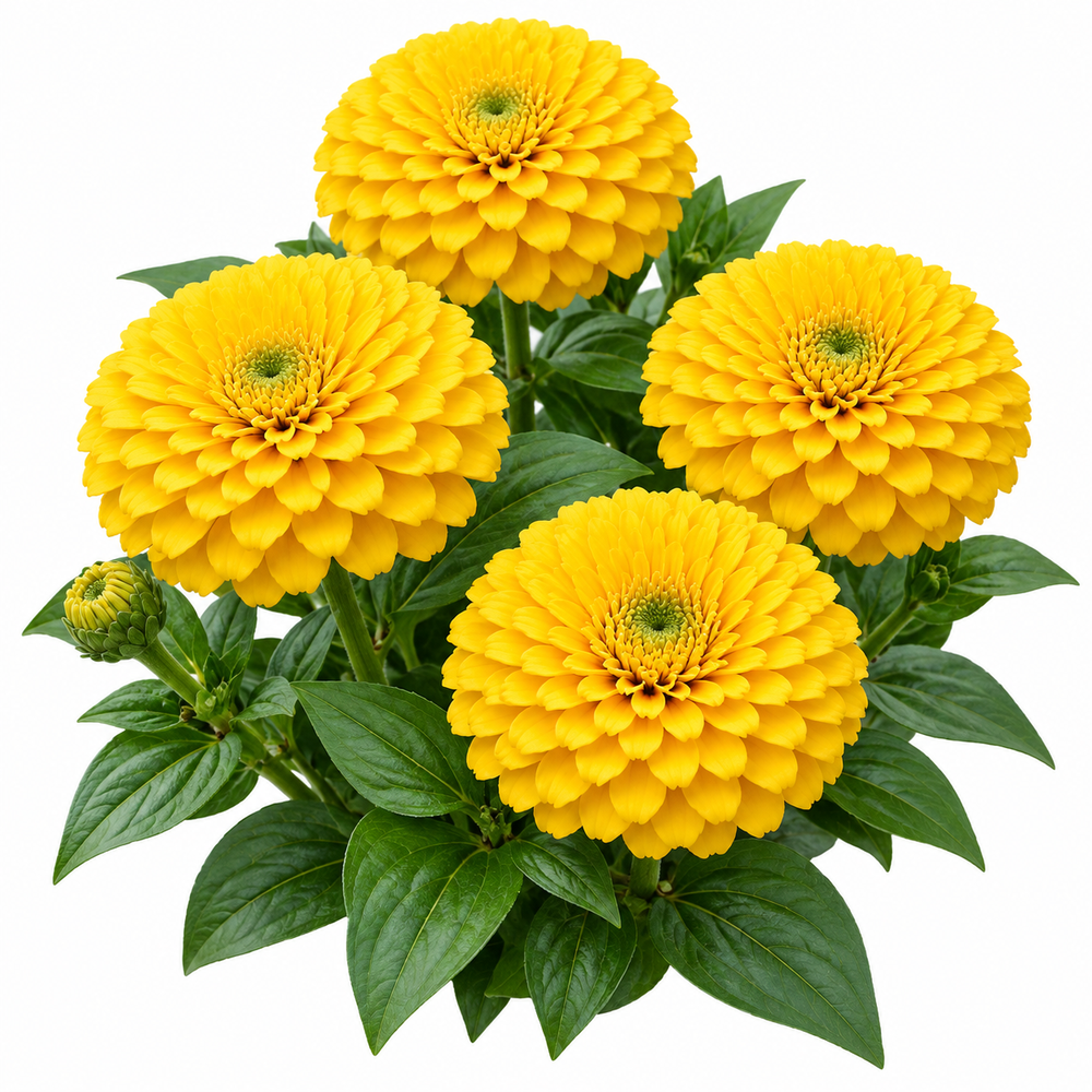 Zinnia Elegans Yellow with bright yellow summer flowers – seeds for sunny beds borders cut flowers containers and grow bags in Pakistan
