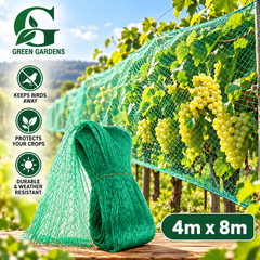 Anti bird green crop net covering grape vines to protect fruit from birds