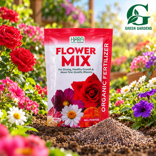 HARA Flower Mix Organic Fertilizer 800g with real fine granular fertilizer in flowering garden